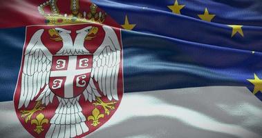 Serbia e europeo unione bandiera sfondo. relazione fra nazione governo e Unione Europea video