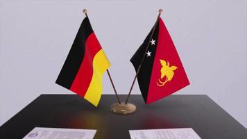 Papua Neu Guinea und Deutschland Politik Beziehung Animation. Partnerschaft Deal Bewegung Grafik video