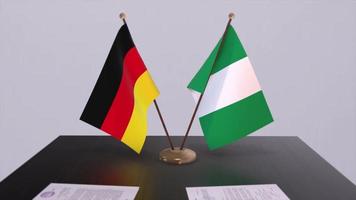 Nigeria und Deutschland Politik Beziehung Animation. Partnerschaft Deal Bewegung Grafik video