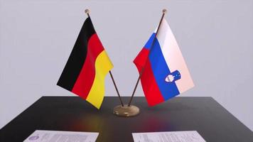 Slovenia and Germany politics relationship animation. Partnership deal motion graphic video