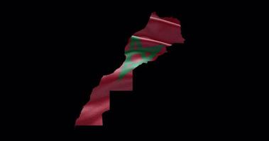 Morocco outline with waving national flag. Alpha channel background. Country shape with animation video