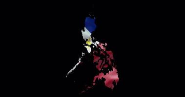 philippines contour avec agitant nationale drapeau. alpha canal Contexte. pays forme avec animation video