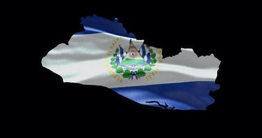 el Salvador schets met golvend nationaal vlag. alpha kanaal achtergrond. land vorm met animatie video