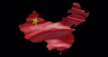 Chine contour avec agitant nationale drapeau. alpha canal Contexte. pays forme avec animation video