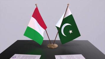 Pakistan et Italie pays drapeaux animation. politique et affaires traiter ou accord video