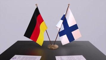 Finnland und Deutschland Politik Beziehung Animation. Partnerschaft Deal Bewegung Grafik video