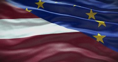 Latvia and European Union flag background. Relationship between country government and EU video