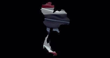 Thaïlande contour avec agitant nationale drapeau. alpha canal Contexte. pays forme avec animation video