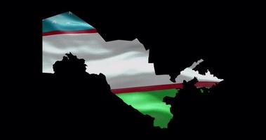 Oezbekistan schets met golvend nationaal vlag. alpha kanaal achtergrond. land vorm met animatie video