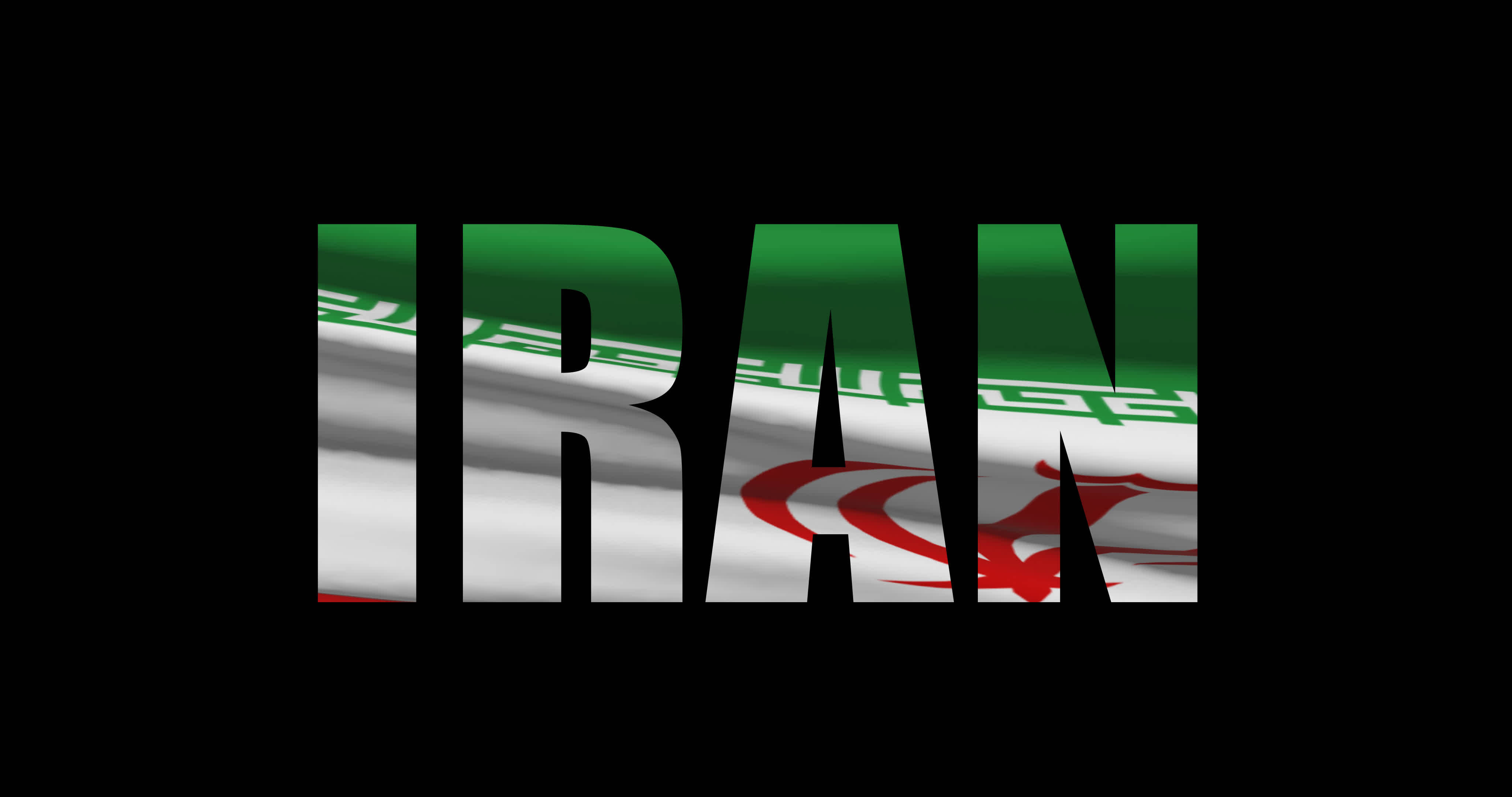 Iran country name with national flag waving. Graphic layover 21018201
