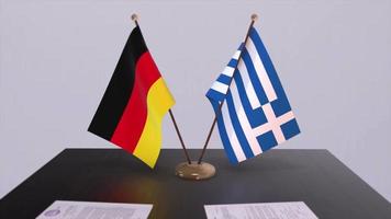 Grecia y Alemania política relación animación. camaradería acuerdo movimiento gráfico video