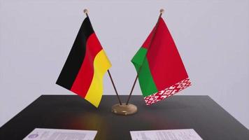 Weißrussland und Deutschland Politik Beziehung Animation. Partnerschaft Deal Bewegung Grafik