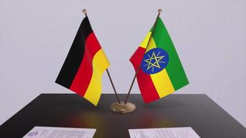 Ethiopia and Germany politics relationship animation. Partnership deal motion graphic video