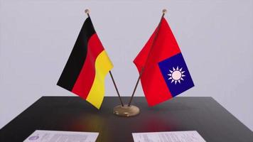 Taiwan und Deutschland Politik Beziehung Animation. Partnerschaft Deal Bewegung Grafik