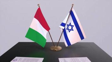 Israel and Italy country flags animation. Politics and business deal or agreement video