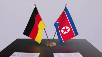 Norden Korea und Deutschland Politik Beziehung Animation. Partnerschaft Deal Bewegung Grafik video