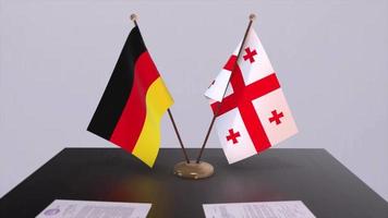 Georgia y Alemania política relación animación. camaradería acuerdo movimiento gráfico video