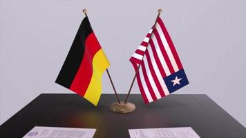 Libéria et Allemagne politique relation animation. Partenariat traiter mouvement graphique video