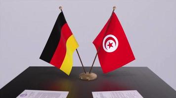 Tunesien und Deutschland Politik Beziehung Animation. Partnerschaft Deal Bewegung Grafik