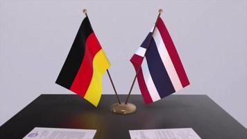 Thailand and Germany politics relationship animation. Partnership deal motion graphic video