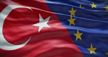 Truthahn und europäisch Union Flagge Hintergrund. Beziehung zwischen Land Regierung und EU video