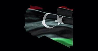Libya outline with waving national flag. Alpha channel background. Country shape with animation video