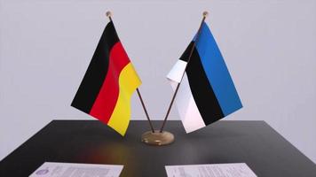 Estonie et Allemagne politique relation animation. Partenariat traiter mouvement graphique video
