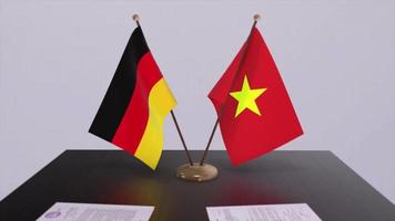 Vietnam and Germany politics relationship animation. Partnership deal motion graphic video