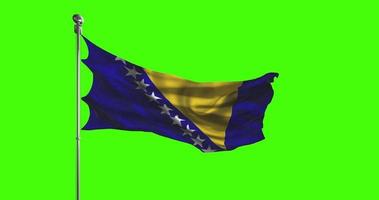 Bosnia and Herzegovina national flag waving on green screen. Chroma key animation. United Kingdom politics illustration video