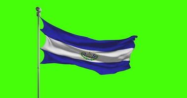 El Salvador national flag waving on green screen. Chroma key animation. United Kingdom politics illustration video