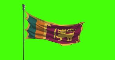 Sri Lanka national flag waving on green screen. Chroma key animation. United Kingdom politics illustration video