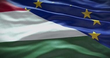 Ungheria e europeo unione bandiera sfondo. relazione fra nazione governo e Unione Europea video
