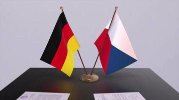 Tschechisch Republik und Deutschland Politik Beziehung Animation. Partnerschaft Deal Bewegung Grafik video