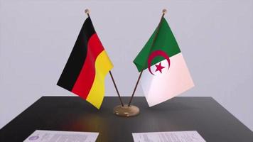Algeria and Germany politics relationship animation. Partnership deal motion graphic video