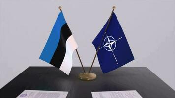 Estonia country national flag and NATO flag. Politics and diplomacy illustration video