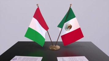 Mexico and Italy country flags animation. Politics and business deal or agreement video