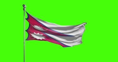 Nepal national flag waving on green screen. Chroma key animation. United Kingdom politics illustration video