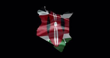 Kenya outline with waving national flag. Alpha channel background. Country shape with animation video