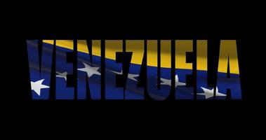 Venezuela país nombre con nacional bandera ondulación. gráfico escala video