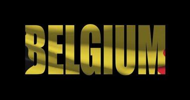 Bélgica país nome com nacional bandeira acenando. gráfico escala video