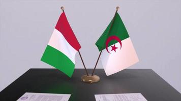 Algeria and Italy country flags animation. Politics and business deal or agreement video