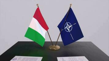 OTAN y Italia país banderas animación. política y negocio acuerdo o acuerdo video