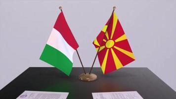 North Macedonia and Italy country flags animation. Politics and business deal or agreement video