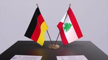 Libanon und Deutschland Politik Beziehung Animation. Partnerschaft Deal Bewegung Grafik video