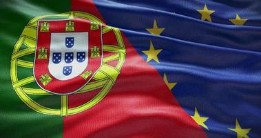 Portogallo e europeo unione bandiera sfondo. relazione fra nazione governo e Unione Europea video