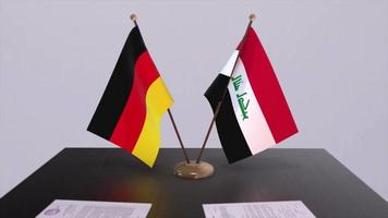 Irak y Alemania política relación animación. camaradería acuerdo movimiento gráfico video