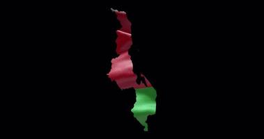 Malawi outline with waving national flag. Alpha channel background. Country shape with animation video