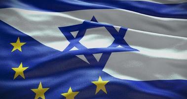 Israel and European Union flag background. Relationship between country government and EU video