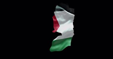 Palestine outline with waving national flag. Alpha channel background. Country shape with animation video