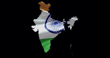 Inde contour avec agitant nationale drapeau. alpha canal Contexte. pays forme avec animation video